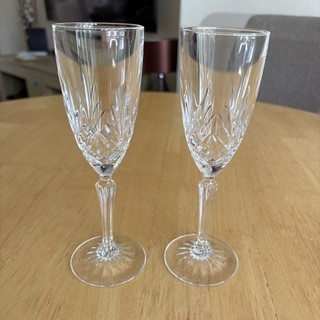 2 X Crystal Champagne Glass 20cm