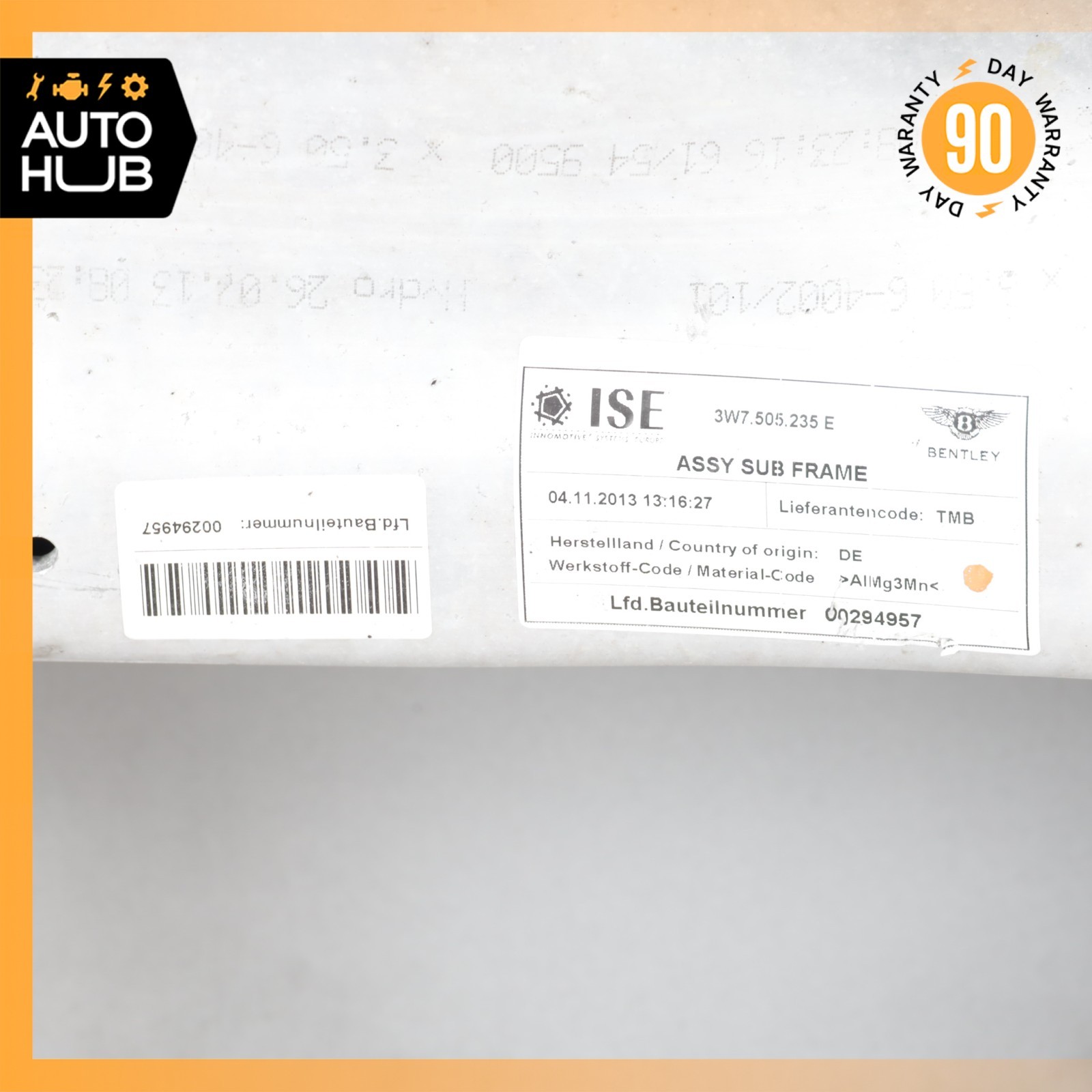 12-18 Bentley Continental GTC Rear Subframe Crossmember Cross Member OEM 32k