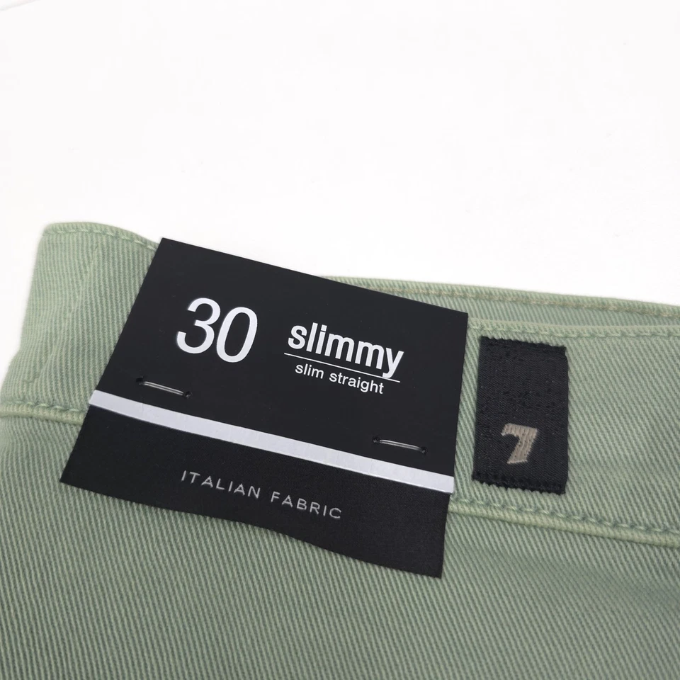 $218 7 for All Mankind Celadon Green Slimmy Slim Straight Fit Jeans Mens Size 30 - Image 3 of 4