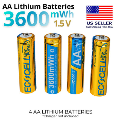 AA 3600mWh 1.5V High Capacity Lithium Rechargeable Batteries  (4 PACK) for Photo