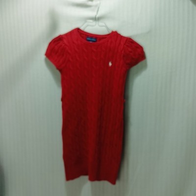 Item e6987 Ralph Lauren Girls Dress Size 6 Years Red Cotton Braided Misu