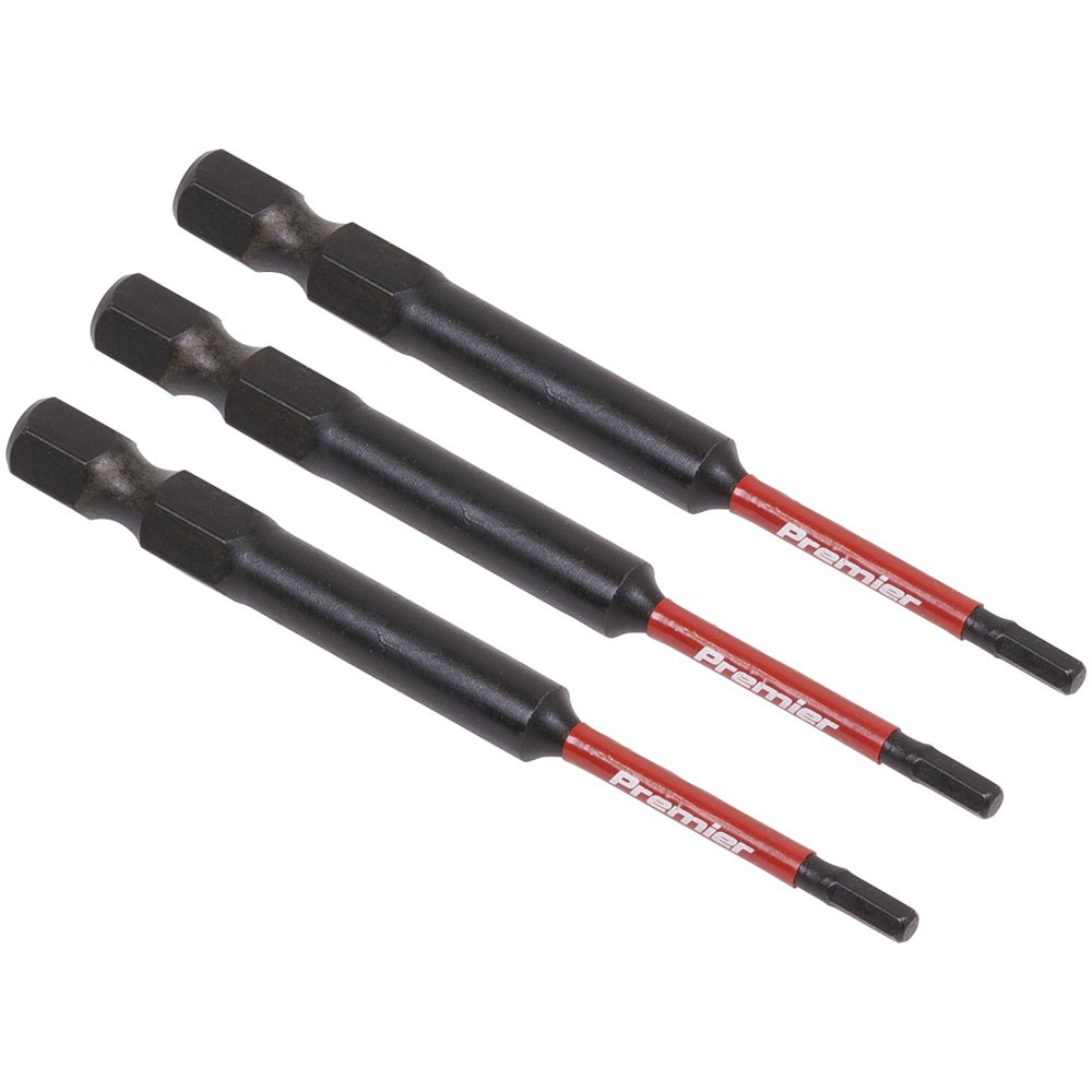 Sealey Hex 2.5mm Impact Power Tool Bits 75mm - 3pc