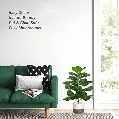  Hoja de violín artificial higuera/ficus lirata sintético para jardinera marrón en casa Foto 2 de 4