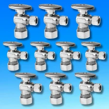 10-Pack Angle Stop Valve 1/4 Turn 5/8" OD (1/2" NOM) x 3/8" OD Compression