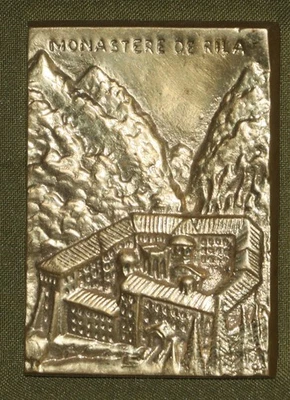 Vintage 9 cm bronze decorative hand made Bass relief sculpture Rila Monastery - Bild 1 von 4