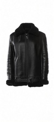 Schott NYC Classic B-3 Ebony Sheepskin Leather Bomber Jacket Size Medium