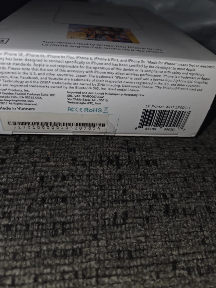 New Lifeprint Portable 3" x 4.5" Photo Video Printer for iPhone Black LP002-2 - Image 3 of 3