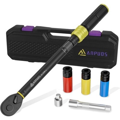 Torque Wrench 1/2 Inch, 20-220 Nm Car & Motorcycle Torque Wrench, 6-Piece Set...