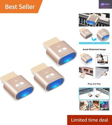 Vergoldete 4K Virtual Display Adapter - Stabiler Headless Monitor Emulator 3er Pack