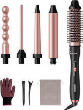 5 in 1 Curling Wand Set, Multi Hair Styler with Thermal Curling Brush and 4 Inte