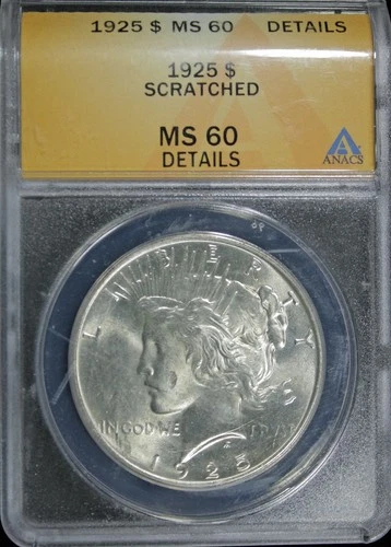 1925 Peace Silver Dollar ANACS MS60 Details (2532073)