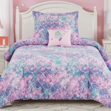 Twin Comforter Set for Girls-3 Pieces Mermaid Glow in The Dark Twin Bedding S...