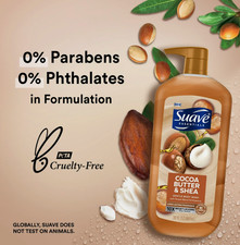 Suave Essentials Gentle Body Wash, Cocoa Butter & Shea, All Skin Types 30 oz 0.84 per gallon