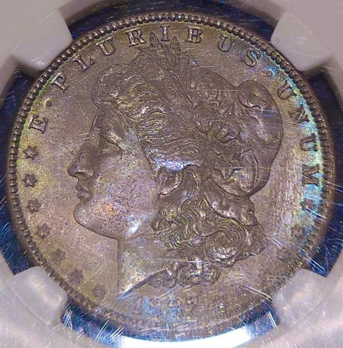 1887 Morgan Silver Dollar MS 64 Purple Blue Toning