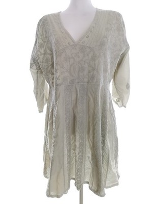 VAN DEURS - DANMARK Damen A-Linien-Kleid Gr. XXL Minzgrün Baumwolle 100% 3/4