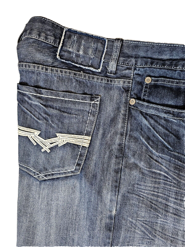 Helix Jeans Men's 36x30 Relaxed Fit Bootcut Medium Wash Cross Y2K Goth 1990s - 第 2/12 張圖片