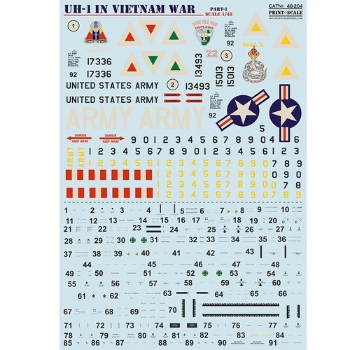 Print Scale 48-204 Decal Waterslide airplane 1:48 UH1 in Viet Nam War Part 1 NEW - Picture 1 of 24