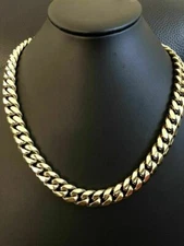 Mens Cuban Miami Link 20" Choker Chain 14k Gold Plated Stainless Steel 12mm 136g