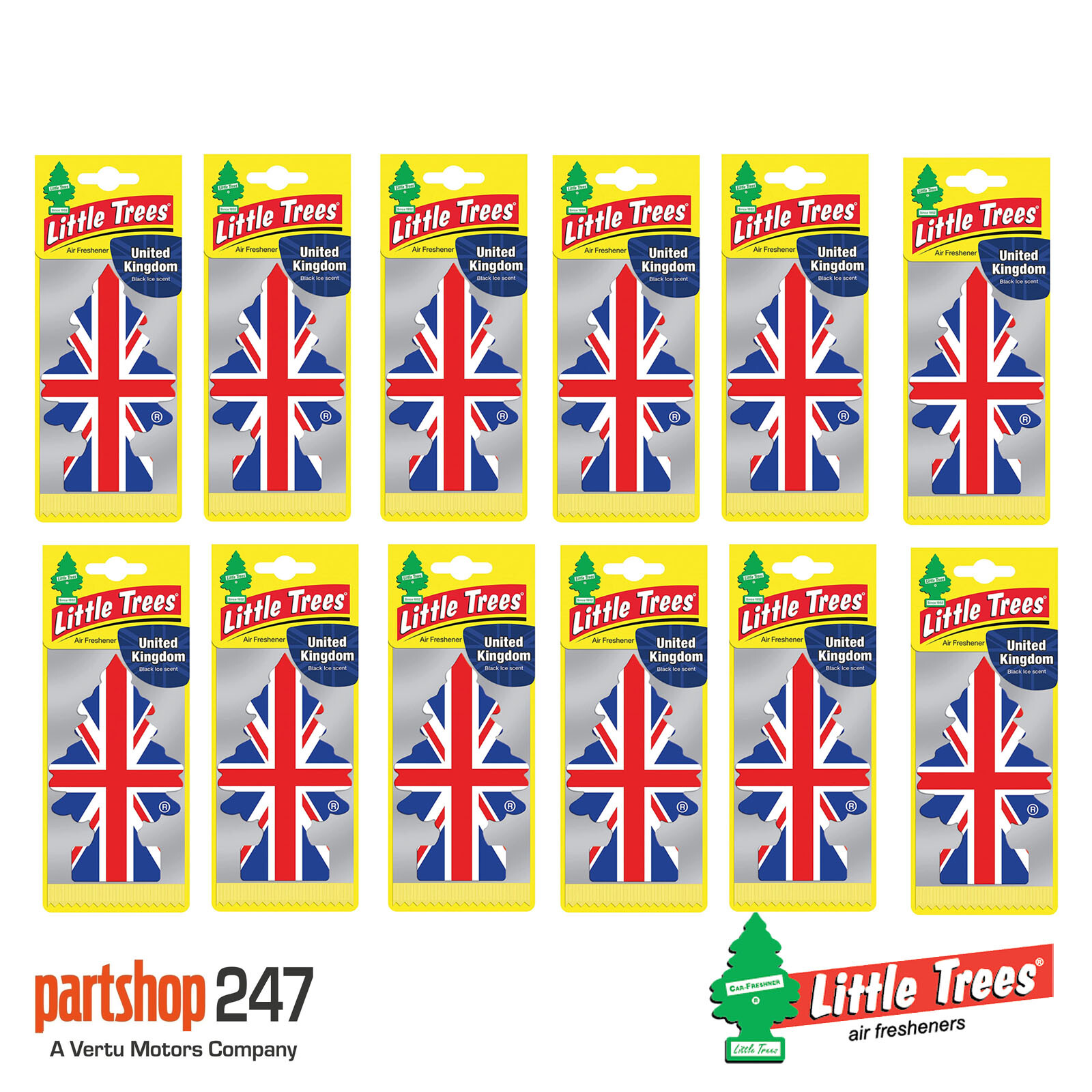 12 x Black Ice Union Jack Little Trees Magic Tree Car Home Air Freshener Freshne - Image 12