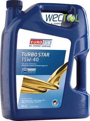 EUROLUB TURBO STAR SAE 15W-40 Motoröl 15W40 A3/B4 E2 MB MAN VOLVO 1 x 5 Liter
