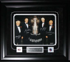 Richard Lafleur Beliveau & Cournoyer Stanley Cup Signed 11x14 Hockey Frame