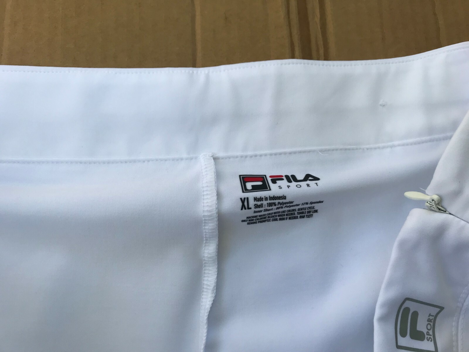 Womens Fila Sport Zip Skort XL White Mid Rise Relaxed Hip & Thigh