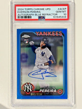 2024 Topps Chrome Everson Pereira Rookie Blue Refractor Auto /150 Rc PSA 10