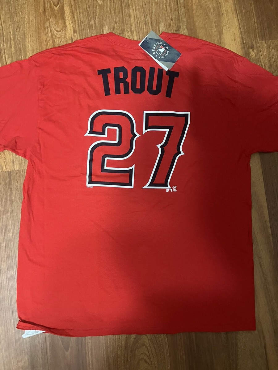 NEW Mike Trout Los Angeles Angels Red Shirt Mens Size XL Genuine