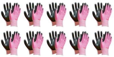 3M Nitrile Foam Coated Work Gloves 10 Pairs TouchScreen Breathable Reusable Pink