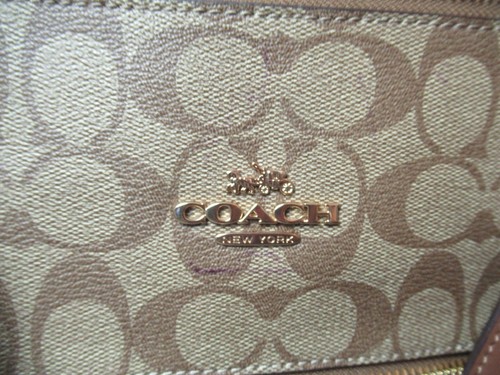 Women's Coach Signature Handbag w/ Coach Tag D2122-F79609 Lined Zipper h4 sb - Picture 2 of 10