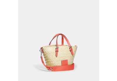 COACH* Small Straw Tote (SV/Natural/Racer Blue) CJ519 for sale