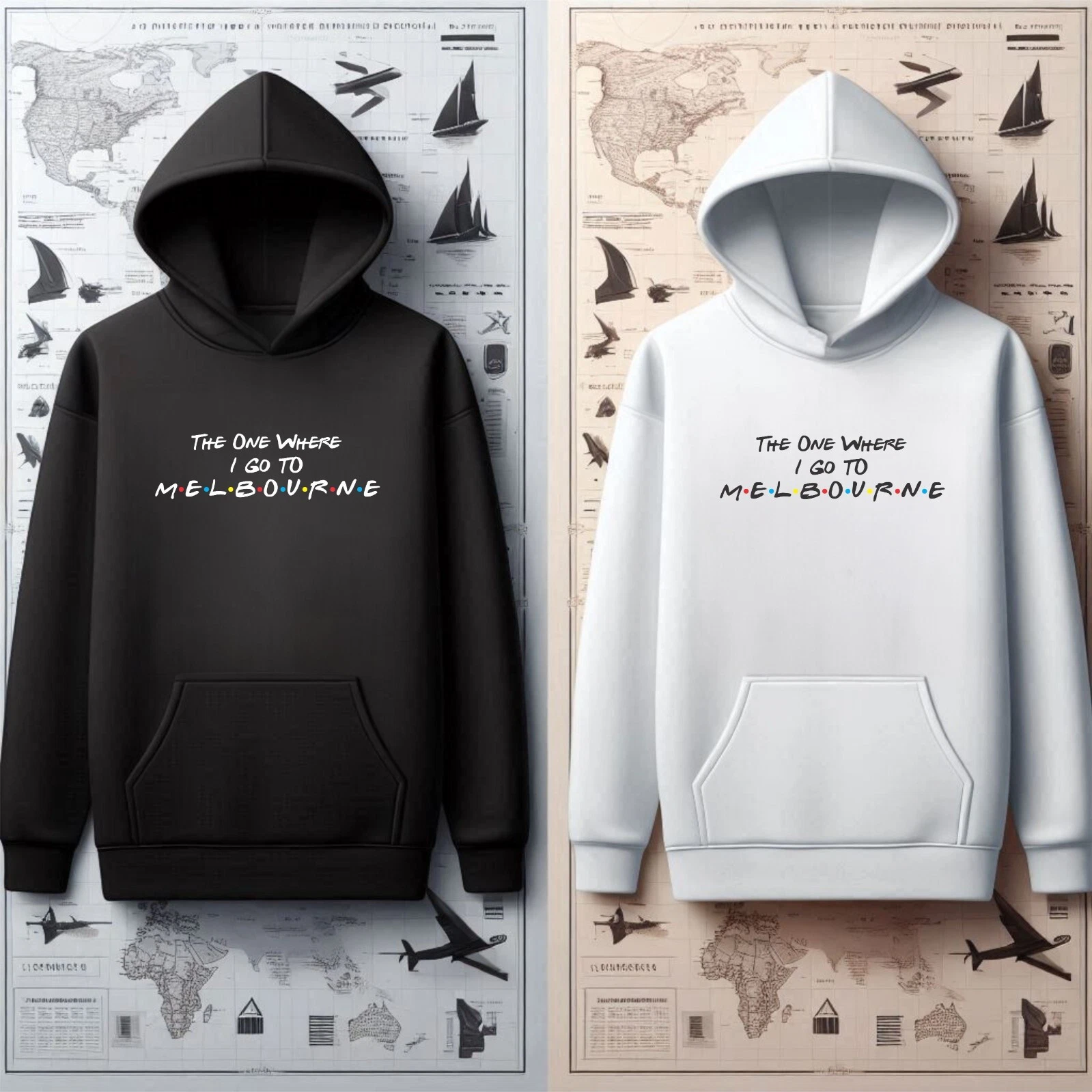Friends Inspired Hoodie, The one where i go to Melbourne hoodie, Gift hoodie