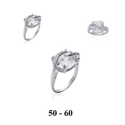 Bague En Argent 925 Massif Rhodié - Sertie De Diamants CZ, Taille 58, Pierre Centrale 12mm, Neuve Avec étiquettes