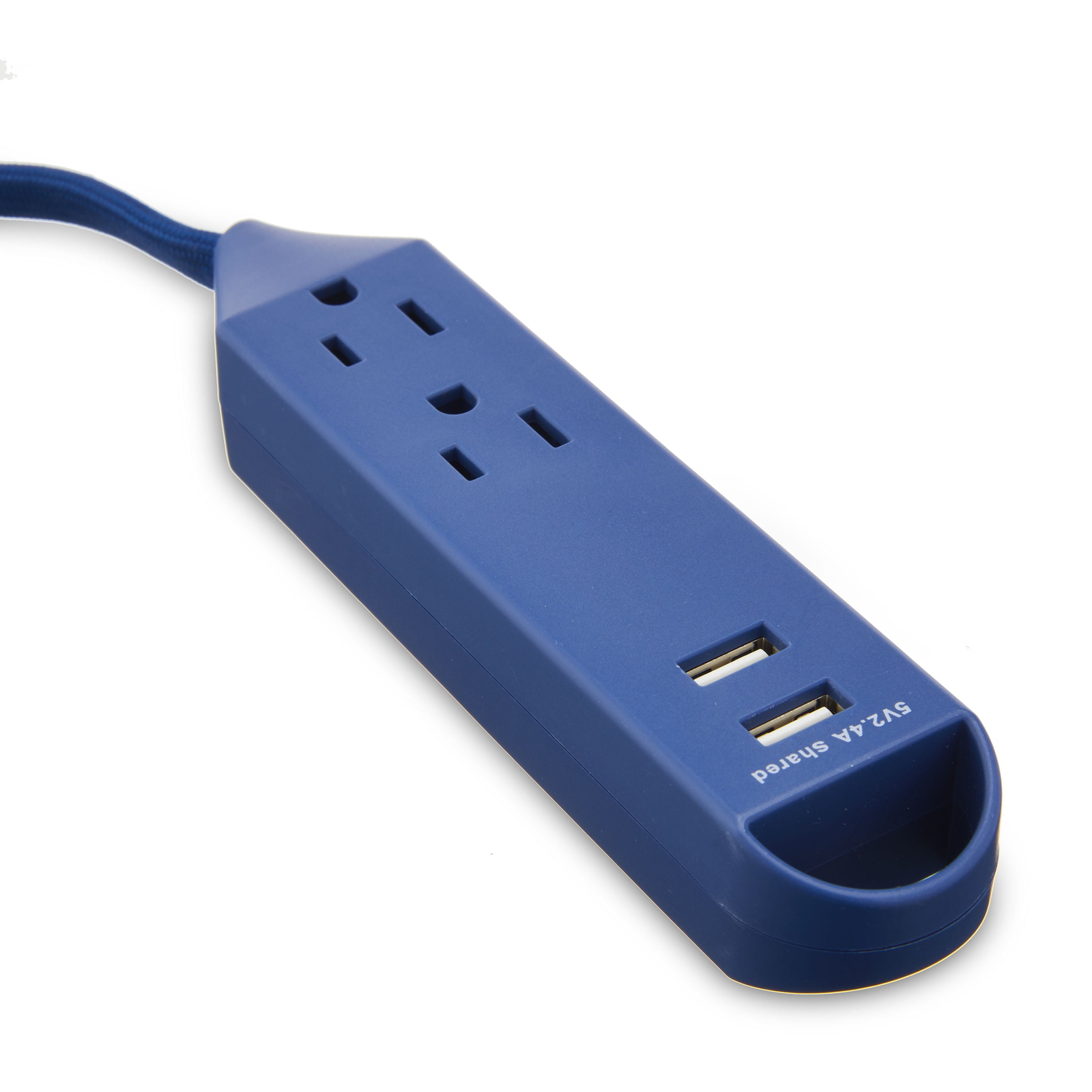 3-Outlet Surge Protector with 2 USB Ports, Blue, 3ft Power Cord, 3 AC Outlets-image