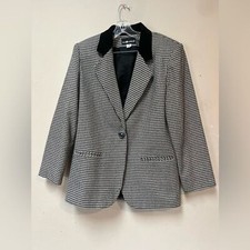 Vintage Sag Harbor Women s Wool Classic Houndstooth Blazer Size 10