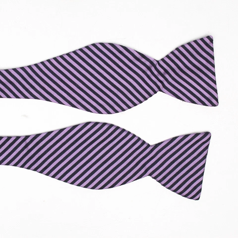 Pajarita de seda para hombre Neiman Marcus púrpura negra tejido a rayas mariposa  Foto 3 de 4