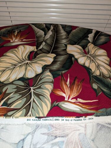 Big Kahuna Fabrics "bird of paradise" Hawaiian florals Burgundy bark 3 yards - Picture 2 of 24