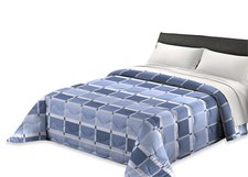 Copriletto estivo trapuntato Trapuntino primaverile Quadri Blu Azzurro M. Italy