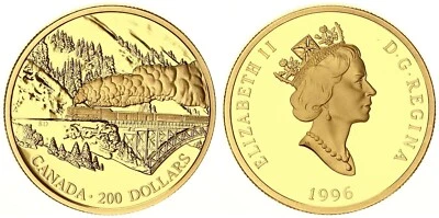 Kanada 200 Dollar Gold 1996 Eisenbahn 1/2 Unze, Polierte Platte   127849 - Bild 1 von 4