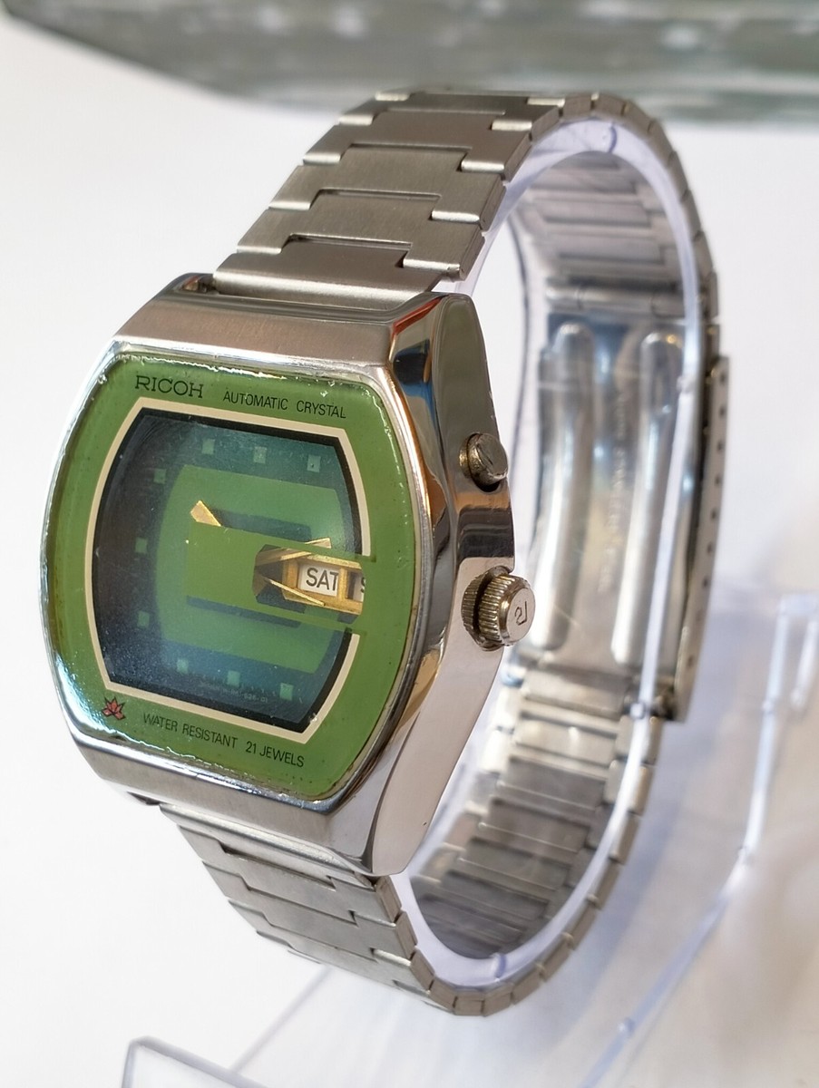 RICOH 21 JEWELS AUTOMATIC GREEN DIAL 061497 JAPAN MEN'S FULL