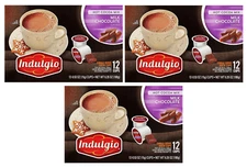 Indulgio Milk Chocolate Hot Cocoa Single Serve Brew Cups Pods | 3 Boxes of 12