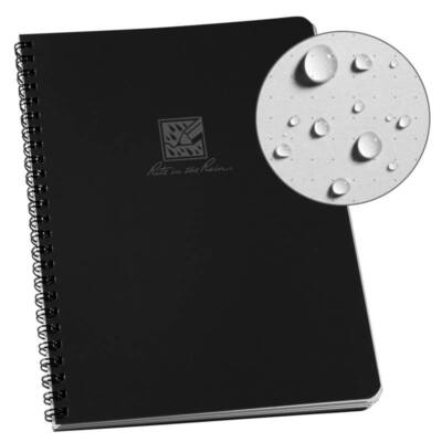 Rite In The Rain Large Side Spiral Dot Grid Black Polydura Cover 6.625'' x 8.5''