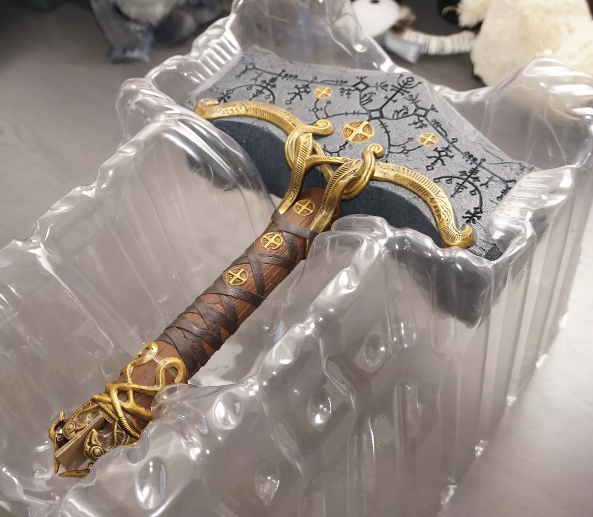 Martelo Thor God Of War Ragnarok C/ Base Cosplay Decoração