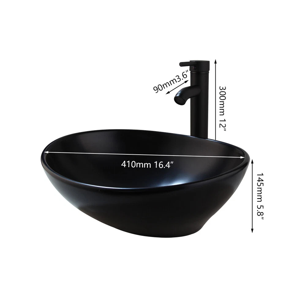 Lavabo da bagno nero USA lavabo ceramica con scarico miscelatore ottone rubinetto lavabo - Immagine 2 di 4