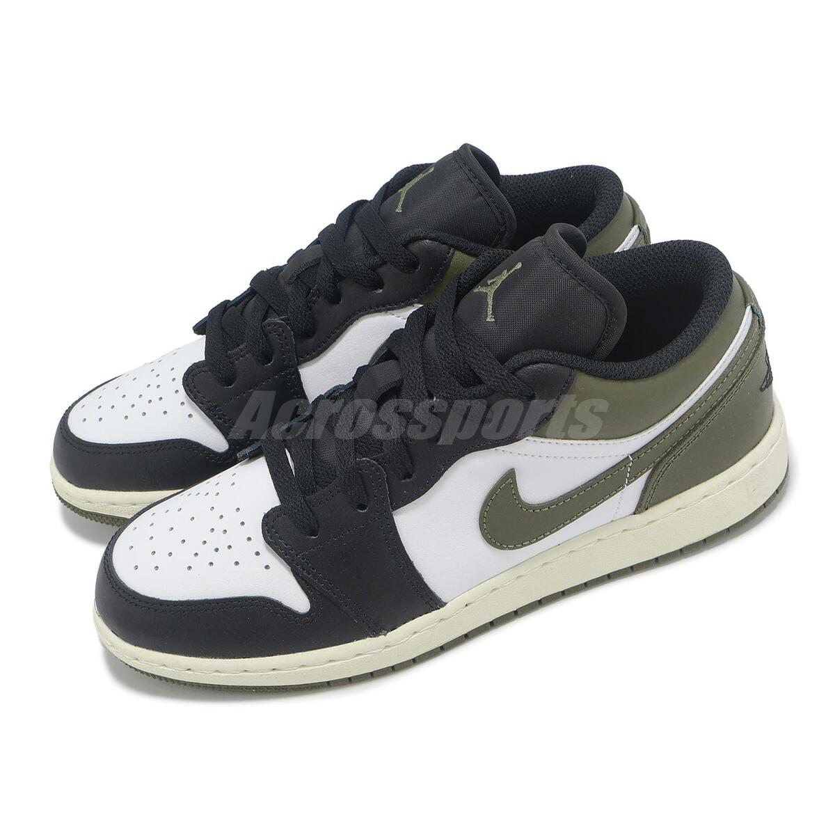 Nike Air Jordan 1 Low GS AJ1 Black Toe Medium Olive Kids Nike Air Jordan 1 Low GS AJ1 Black Toe Medium Olive Kids