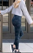 Spanx Look At Me Now Leggings Womens Medium Black Camo Full Length Stretch