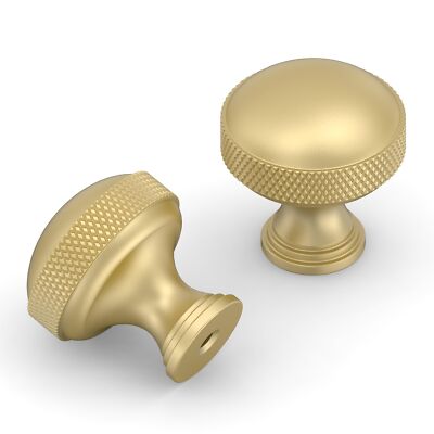 10PCS Gold Knurled Round Cabinet Knob Drawer Pull Handles 1.2 Inch Zinc Alloy