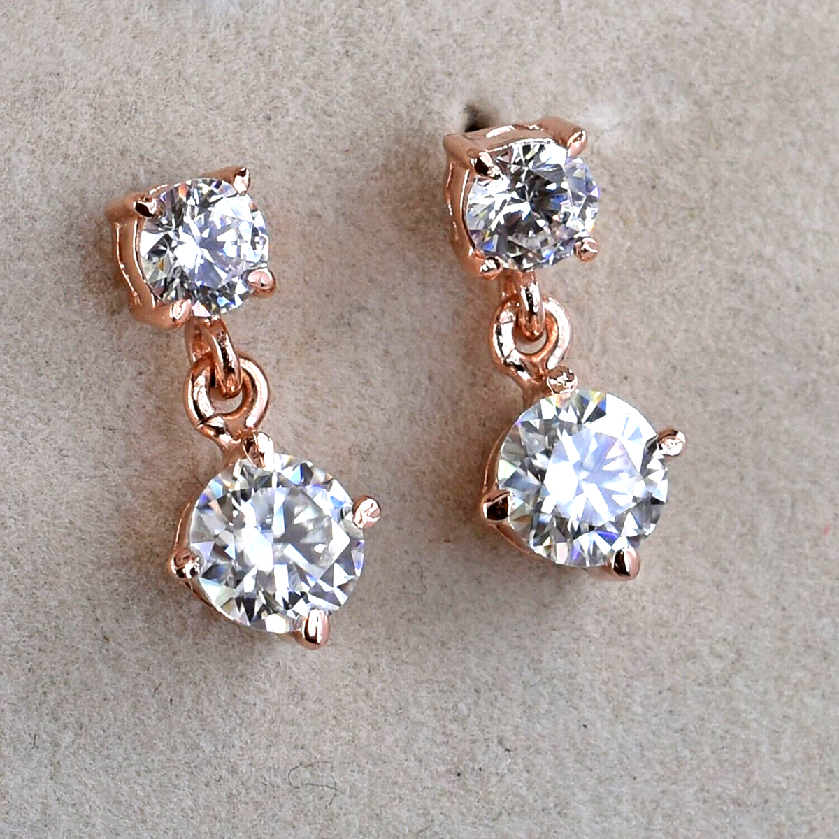 Ct White Diamond Solitaire Earrings, Rose Gold Vermeil Great