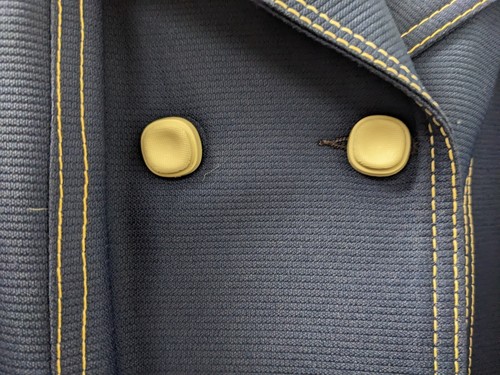 Vintage 70s Women's Peacoat Navy Blue with Ivory colored buttons - Picture 6 of 11