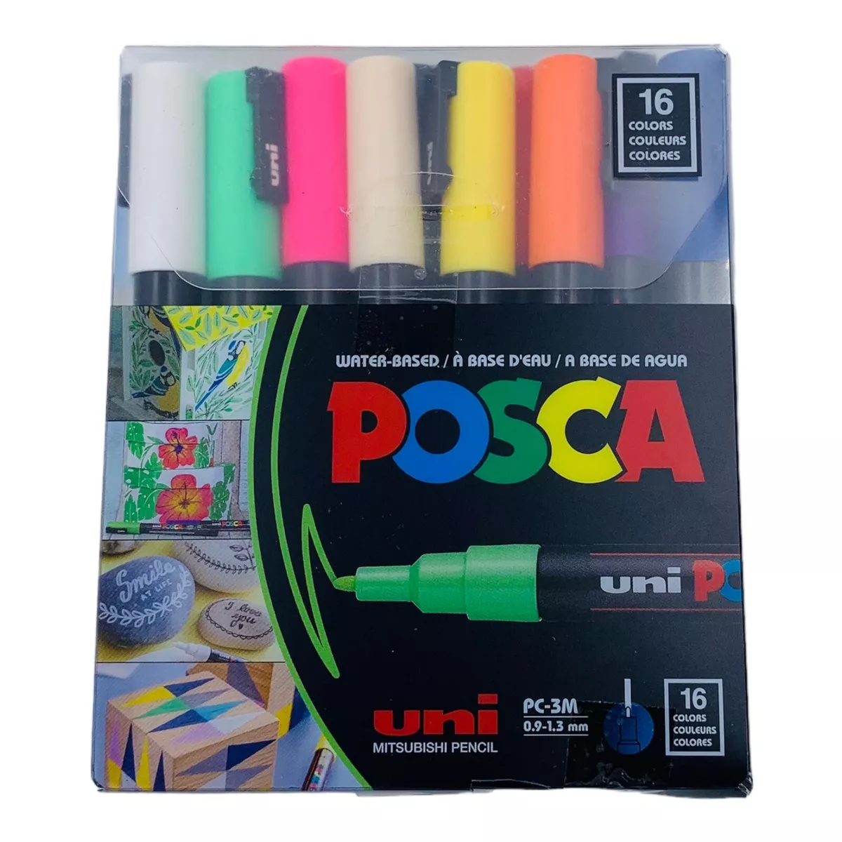 16 Markers uni POSCA Water-Based Paint Marker Set 0.9-1.3mm tip 16